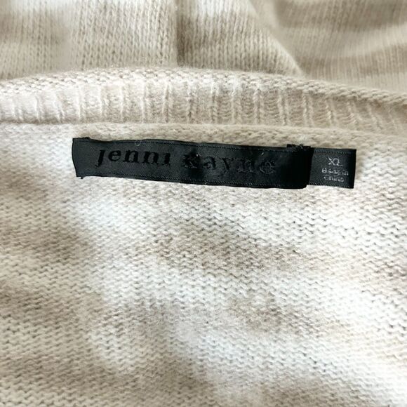 Jenni Kayne Everyday Wool Cashmere Blend Sweater in Stripe Ivory Oatmeal Size XL - Picture 4 of 5